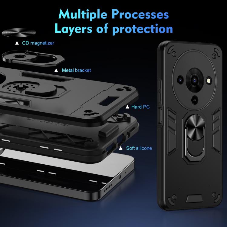 Shockproof Metal Ring Holder Phone Case, For ZTE Blade A76 4G, For ZTE Blade A76 5G, For ZTE Blade A36 4G, For ZTE Blade A56 4G, For ZTE Blade V70 Vita, For ZTE Blade A75 4G, For ZTE Blade A35 / A55, For ZTE Axon 60 Lite, For ZTE Axon 60 4G            ...