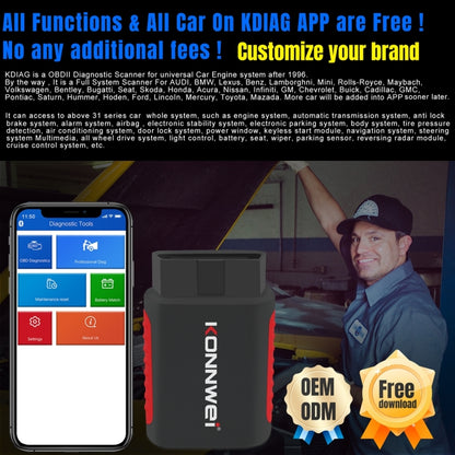KONNWEI K DIAG Car OBDII Full System Diagnostic Scanner, K DIAG