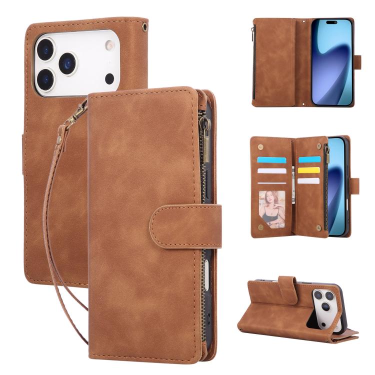 Multifunctional Multi-Card Wallet Phone Leather Case, For iPhone 18 / 17, For iPhone 18 Pro / 17 Pro, For iPhone 18 Pro Max / 17 Pro Max, For iPhone Air, For iPhone 16 Pro Max, For iPhone 16 Pro, For iPhone 16 Plus, For iPhone 16, For iPhone 15 Pro Max...
