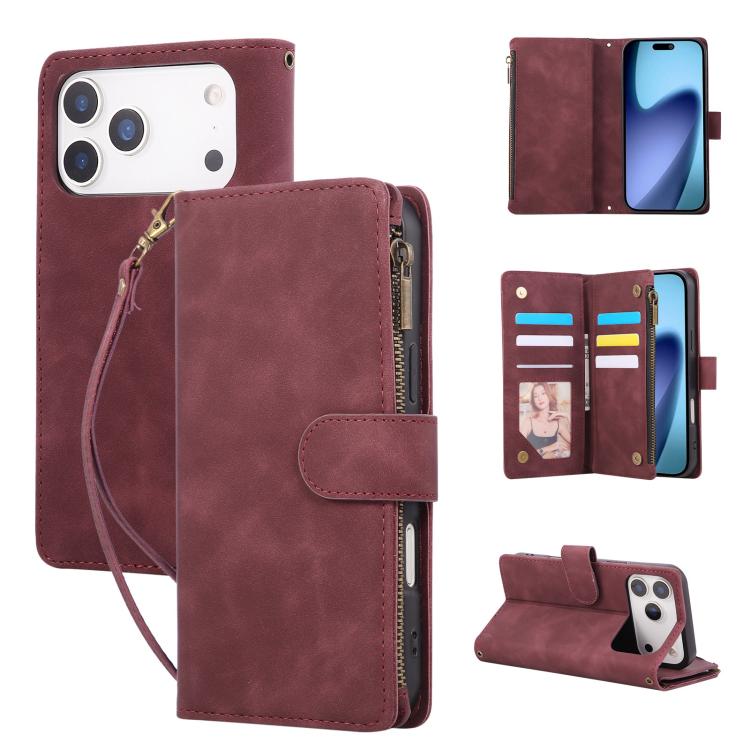 Multifunctional Multi-Card Wallet Phone Leather Case, For iPhone 18 / 17, For iPhone 18 Pro / 17 Pro, For iPhone 18 Pro Max / 17 Pro Max, For iPhone Air, For iPhone 16 Pro Max, For iPhone 16 Pro, For iPhone 16 Plus, For iPhone 16, For iPhone 15 Pro Max...