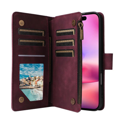 Multifunctional Multi-Card Wallet Phone Leather Case, For iPhone 18 / 17, For iPhone 18 Pro / 17 Pro, For iPhone 18 Pro Max / 17 Pro Max, For iPhone Air, For iPhone 16 Pro Max, For iPhone 16 Pro, For iPhone 16 Plus, For iPhone 16, For iPhone 15 Pro Max...