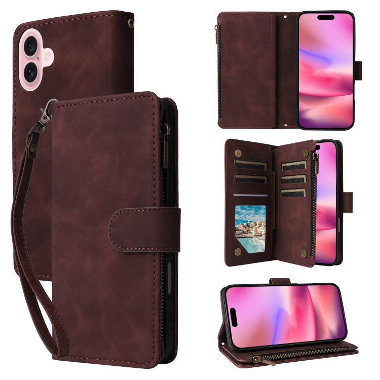 Multifunctional Multi-Card Wallet Phone Leather Case, For iPhone 18 / 17, For iPhone 18 Pro / 17 Pro, For iPhone 18 Pro Max / 17 Pro Max, For iPhone Air, For iPhone 16 Pro Max, For iPhone 16 Pro, For iPhone 16 Plus, For iPhone 16, For iPhone 15 Pro Max...