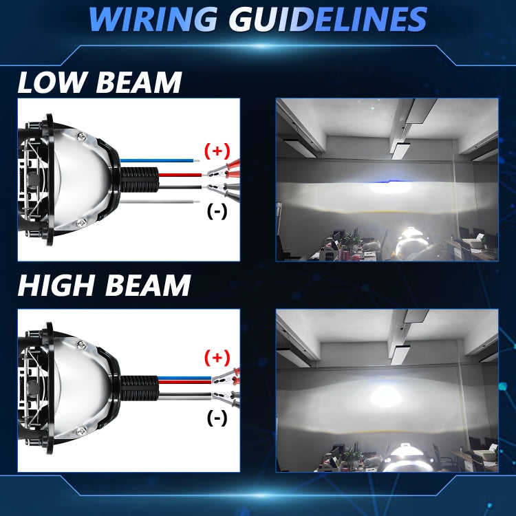 T02 1 Pair 2.5 inch Car Bifocal LED Lens Headlight, Left Driving, T02