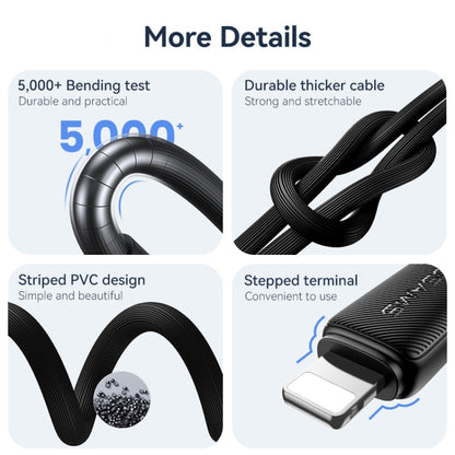 USAMS US-SJ694 USB to 8 Pin 2.4A Striped Fast Charge Data Cable, 1m, 2m