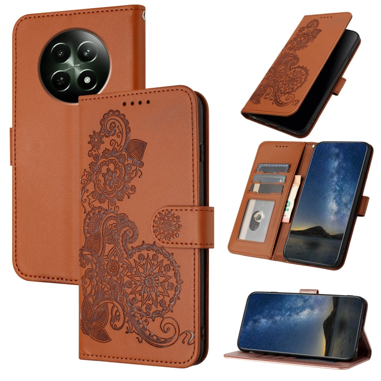 Datura Flower Embossed Flip Leather Phone Case, For Realme GT 6 / GT 6T, For Realme C63 / C61 Global, For Realme  12 Lite / C67 4G Global, For Realme 12 5G Global, For Realme 12+ 5G Global, For Realme 12 Pro 5G / 12 Pro+ 5G Global                      ...