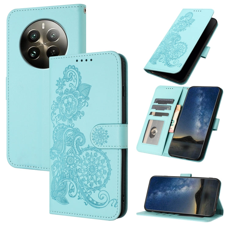 Datura Flower Embossed Flip Leather Phone Case, For Realme GT 6 / GT 6T, For Realme C63 / C61 Global, For Realme  12 Lite / C67 4G Global, For Realme 12 5G Global, For Realme 12+ 5G Global, For Realme 12 Pro 5G / 12 Pro+ 5G Global                      ...