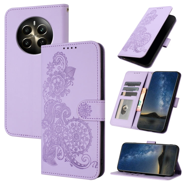 Datura Flower Embossed Flip Leather Phone Case, For Realme GT 6 / GT 6T, For Realme C63 / C61 Global, For Realme  12 Lite / C67 4G Global, For Realme 12 5G Global, For Realme 12+ 5G Global, For Realme 12 Pro 5G / 12 Pro+ 5G Global                      ...