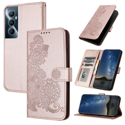 Datura Flower Embossed Flip Leather Phone Case, For Realme GT 6 / GT 6T, For Realme C63 / C61 Global, For Realme  12 Lite / C67 4G Global, For Realme 12 5G Global, For Realme 12+ 5G Global, For Realme 12 Pro 5G / 12 Pro+ 5G Global                      ...
