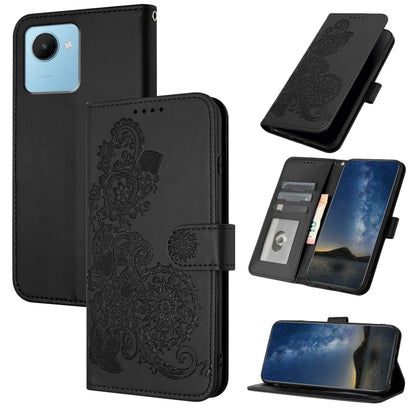 Datura Flower Embossed Flip Leather Phone Case, For Realme 10 Pro+, For Realme 10 4G, For Realme C30 4G/Narzo 50i Prime/C30s, For Realme C20 / C11 2021 / C21, For Realme GT 5G / GT Neo