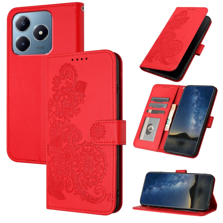 Datura Flower Embossed Flip Leather Phone Case, For Realme GT 6 / GT 6T, For Realme C63 / C61 Global, For Realme  12 Lite / C67 4G Global, For Realme 12 5G Global, For Realme 12+ 5G Global, For Realme 12 Pro 5G / 12 Pro+ 5G Global                      ...