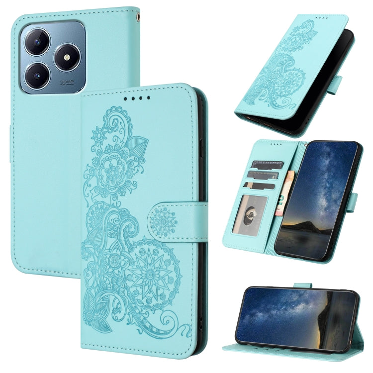 Datura Flower Embossed Flip Leather Phone Case, For Realme GT 6 / GT 6T, For Realme C63 / C61 Global, For Realme  12 Lite / C67 4G Global, For Realme 12 5G Global, For Realme 12+ 5G Global, For Realme 12 Pro 5G / 12 Pro+ 5G Global                      ...