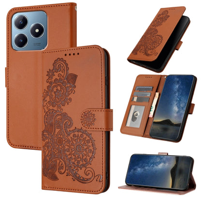 Datura Flower Embossed Flip Leather Phone Case, For Realme GT 6 / GT 6T, For Realme C63 / C61 Global, For Realme  12 Lite / C67 4G Global, For Realme 12 5G Global, For Realme 12+ 5G Global, For Realme 12 Pro 5G / 12 Pro+ 5G Global                      ...