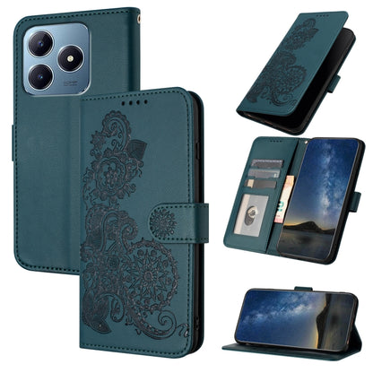 Datura Flower Embossed Flip Leather Phone Case, For Realme GT 6 / GT 6T, For Realme C63 / C61 Global, For Realme  12 Lite / C67 4G Global, For Realme 12 5G Global, For Realme 12+ 5G Global, For Realme 12 Pro 5G / 12 Pro+ 5G Global                      ...