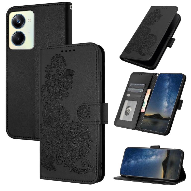 Datura Flower Embossed Flip Leather Phone Case, For Realme GT 6 / GT 6T, For Realme C63 / C61 Global, For Realme  12 Lite / C67 4G Global, For Realme 12 5G Global, For Realme 12+ 5G Global, For Realme 12 Pro 5G / 12 Pro+ 5G Global                      ...