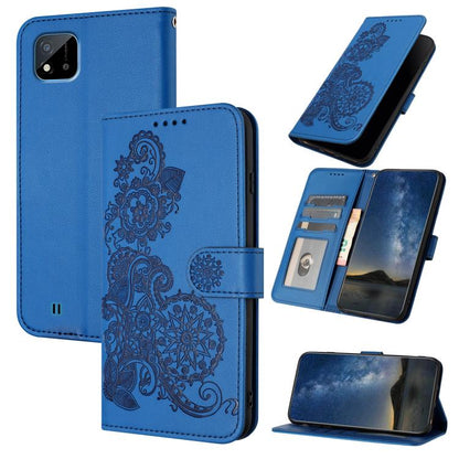 Datura Flower Embossed Flip Leather Phone Case, For Realme 10 Pro+, For Realme 10 4G, For Realme C30 4G/Narzo 50i Prime/C30s, For Realme C20 / C11 2021 / C21, For Realme GT 5G / GT Neo