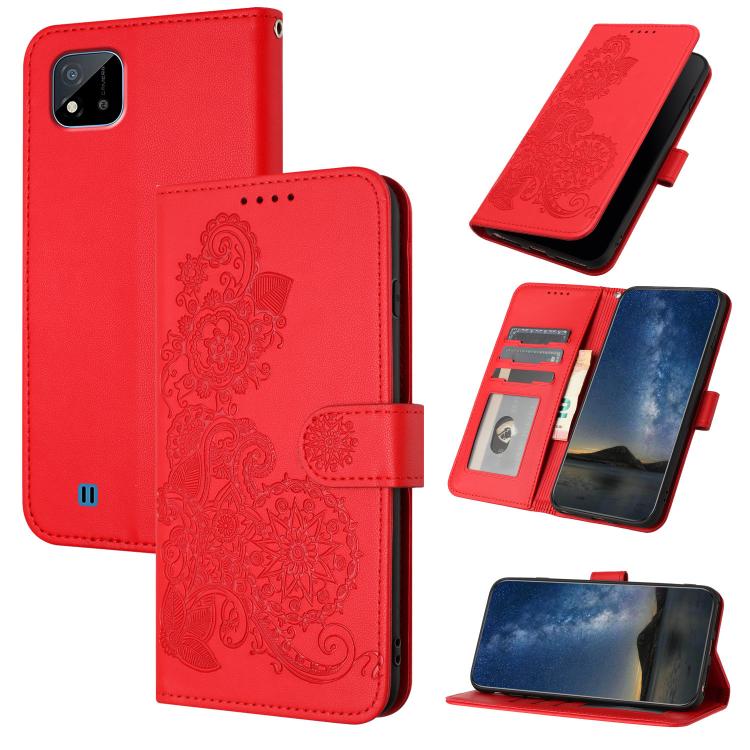 Datura Flower Embossed Flip Leather Phone Case, For Realme 10 Pro+, For Realme 10 4G, For Realme C30 4G/Narzo 50i Prime/C30s, For Realme C20 / C11 2021 / C21, For Realme GT 5G / GT Neo
