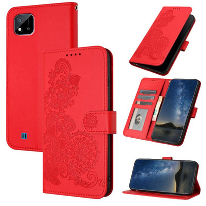 Datura Flower Embossed Flip Leather Phone Case, For Realme 10 Pro+, For Realme 10 4G, For Realme C30 4G/Narzo 50i Prime/C30s, For Realme C20 / C11 2021 / C21, For Realme GT 5G / GT Neo