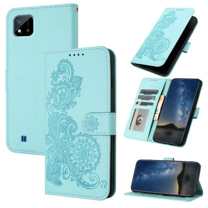 Datura Flower Embossed Flip Leather Phone Case, For Realme 10 Pro+, For Realme 10 4G, For Realme C30 4G/Narzo 50i Prime/C30s, For Realme C20 / C11 2021 / C21, For Realme GT 5G / GT Neo