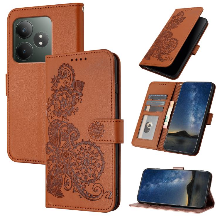 Datura Flower Embossed Flip Leather Phone Case, For Realme GT 6 / GT 6T, For Realme C63 / C61 Global, For Realme  12 Lite / C67 4G Global, For Realme 12 5G Global, For Realme 12+ 5G Global, For Realme 12 Pro 5G / 12 Pro+ 5G Global                      ...