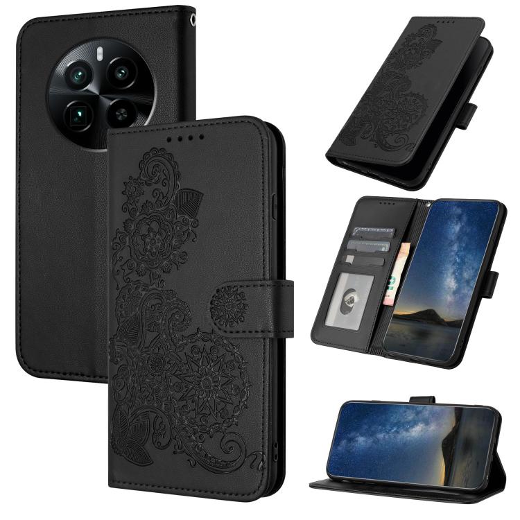 Datura Flower Embossed Flip Leather Phone Case, For Realme GT 6 / GT 6T, For Realme C63 / C61 Global, For Realme  12 Lite / C67 4G Global, For Realme 12 5G Global, For Realme 12+ 5G Global, For Realme 12 Pro 5G / 12 Pro+ 5G Global                      ...