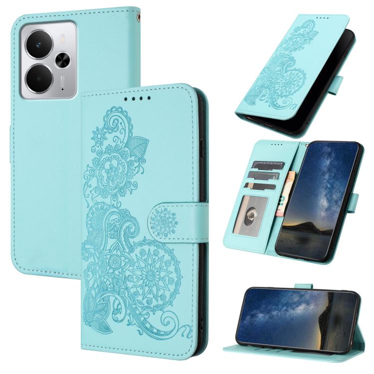 Datura Flower Embossed Flip Leather Phone Case, For Realme C71 India, For Realme 15 5G / 15 Pro 5G, For Realme GT 7 India, For Realme 14 / P3 5G Global, For Realme P3 Ultra 5G, For Realme P3 Pro, For Realme 14 Pro+, For Realme 14 Pro                   ...