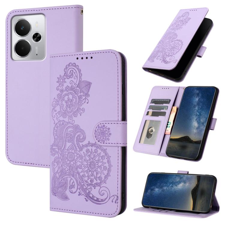 Datura Flower Embossed Flip Leather Phone Case, For Realme C71 India, For Realme 15 5G / 15 Pro 5G, For Realme GT 7 India, For Realme 14 / P3 5G Global, For Realme P3 Ultra 5G, For Realme P3 Pro, For Realme 14 Pro+, For Realme 14 Pro                   ...