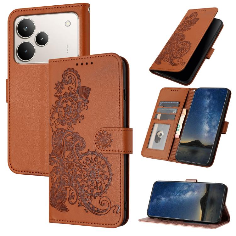 Datura Flower Embossed Flip Leather Phone Case, For Realme 16T 5G, For Realme C100 4G, For Realme P4 Power 5G, For Realme Note 80 4G, For Realme Neo8 5G, For Realme 16 5G, For Realme 16 Pro+ 5G Global, For Realme 16 Pro 5G Global                       ...
