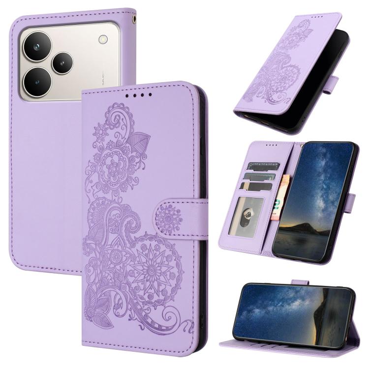 Datura Flower Embossed Flip Leather Phone Case, For Realme 16T 5G, For Realme C100 4G, For Realme P4 Power 5G, For Realme Note 80 4G, For Realme Neo8 5G, For Realme 16 5G, For Realme 16 Pro+ 5G Global, For Realme 16 Pro 5G Global                       ...