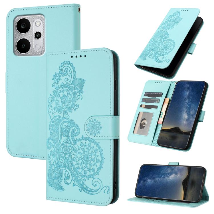 Datura Flower Embossed Flip Leather Phone Case, For Realme 16T 5G, For Realme C100 4G, For Realme P4 Power 5G, For Realme Note 80 4G, For Realme Neo8 5G, For Realme 16 5G, For Realme 16 Pro+ 5G Global, For Realme 16 Pro 5G Global                       ...