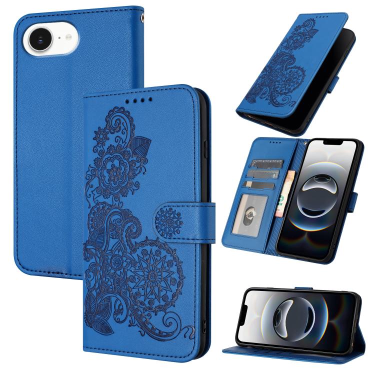 Datura Flower Embossed Flip Leather Phone Case, For iPhone 17e / 16e, For iPhone 17 Pro Max, For iPhone 17 Pro, For iPhone 17, For iPhone Air, For iPhone 16 Pro Max, For iPhone 16 Pro, For iPhone 16 Plus, For iPhone 16