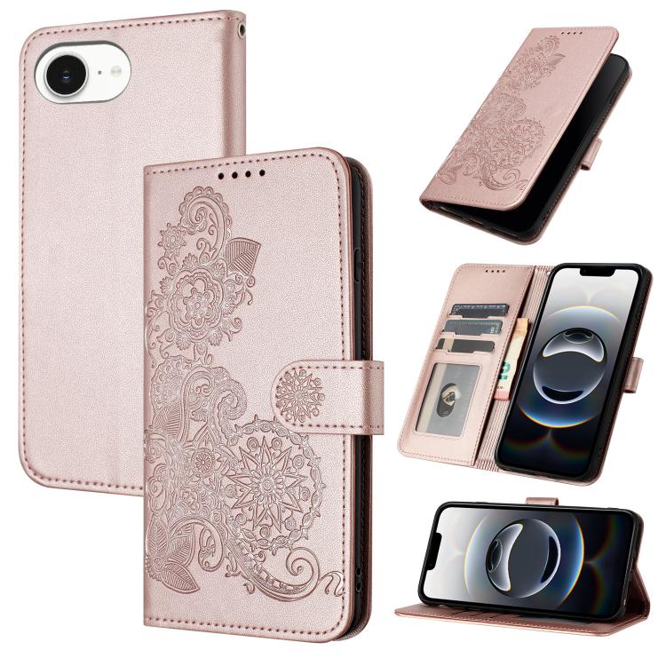 Datura Flower Embossed Flip Leather Phone Case, For iPhone 17e / 16e, For iPhone 17 Pro Max, For iPhone 17 Pro, For iPhone 17, For iPhone Air, For iPhone 16 Pro Max, For iPhone 16 Pro, For iPhone 16 Plus, For iPhone 16
