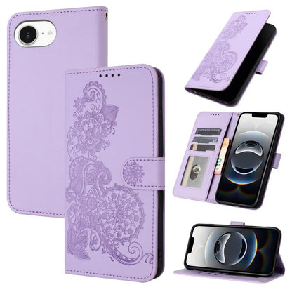Datura Flower Embossed Flip Leather Phone Case, For iPhone 17e / 16e, For iPhone 17 Pro Max, For iPhone 17 Pro, For iPhone 17, For iPhone Air, For iPhone 16 Pro Max, For iPhone 16 Pro, For iPhone 16 Plus, For iPhone 16