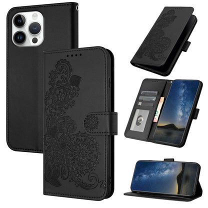 Datura Flower Embossed Flip Leather Phone Case