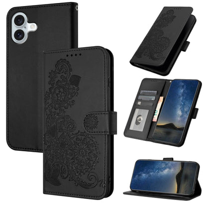 Datura Flower Embossed Flip Leather Phone Case
