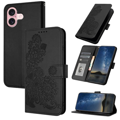Datura Flower Embossed Flip Leather Phone Case