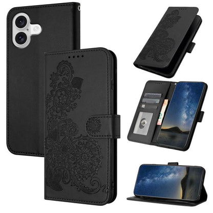 Datura Flower Embossed Flip Leather Phone Case
