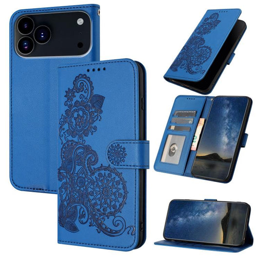 Datura Flower Embossed Flip Leather Phone Case