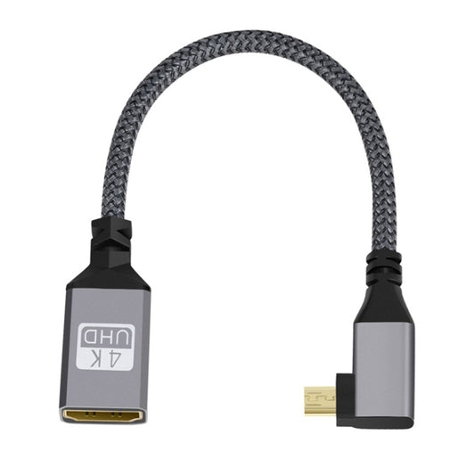 Micro HDMI Male Elbow to HDMI Female 4K UHD 18Gbps Connection Cable, 20cm