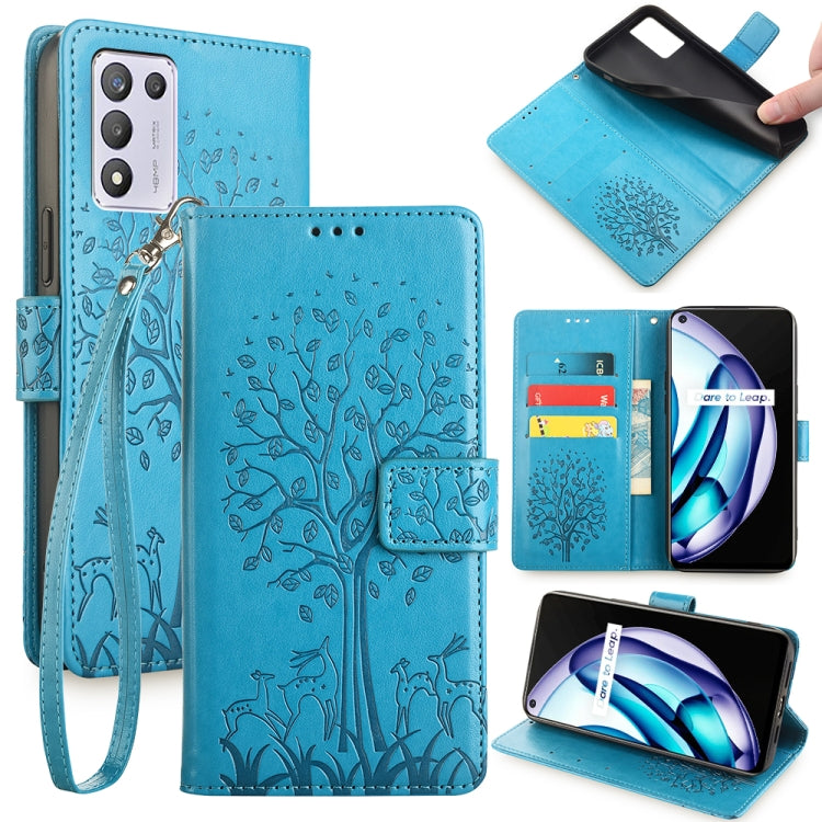 Tree & Deer Embossed Leather Phone Case, For Realme 14 Pro+ 5G, For Realme 14 Pro 5G Global, For Realme C75 4G / 14x 5G Global, For Realme C53 4G / Narzo N53 4G, For Realme Q3S