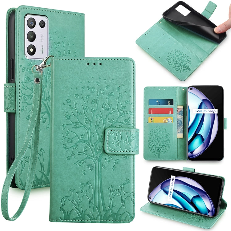 Tree & Deer Embossed Leather Phone Case, For Realme 14 Pro+ 5G, For Realme 14 Pro 5G Global, For Realme C75 4G / 14x 5G Global, For Realme C53 4G / Narzo N53 4G, For Realme Q3S