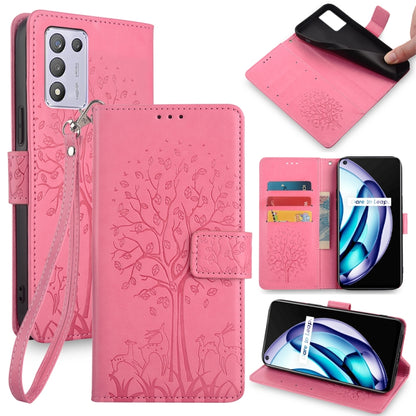 Tree & Deer Embossed Leather Phone Case, For Realme 14 Pro+ 5G, For Realme 14 Pro 5G Global, For Realme C75 4G / 14x 5G Global, For Realme C53 4G / Narzo N53 4G, For Realme Q3S