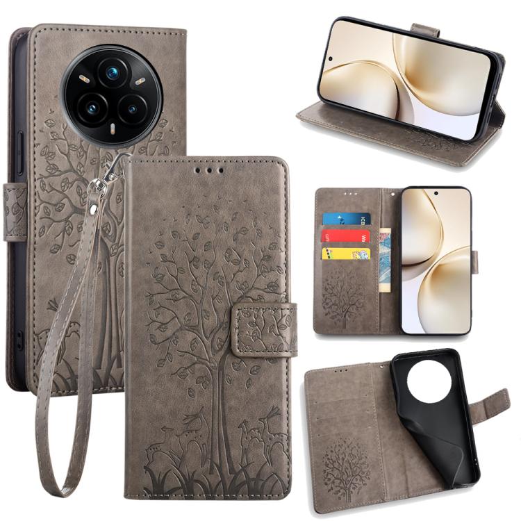 Tree & Deer Embossed Leather Phone Case, For Realme 14 Pro+ 5G, For Realme 14 Pro 5G Global, For Realme C75 4G / 14x 5G Global, For Realme C53 4G / Narzo N53 4G, For Realme Q3S