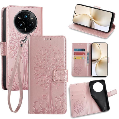 Tree & Deer Embossed Leather Phone Case, For Realme 14 Pro+ 5G, For Realme 14 Pro 5G Global, For Realme C75 4G / 14x 5G Global, For Realme C53 4G / Narzo N53 4G, For Realme Q3S