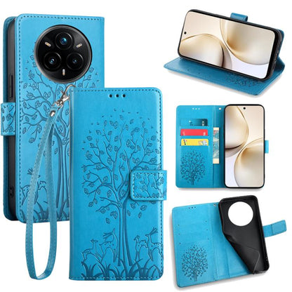 Tree & Deer Embossed Leather Phone Case, For Realme 14 Pro+ 5G, For Realme 14 Pro 5G Global, For Realme C75 4G / 14x 5G Global, For Realme C53 4G / Narzo N53 4G, For Realme Q3S