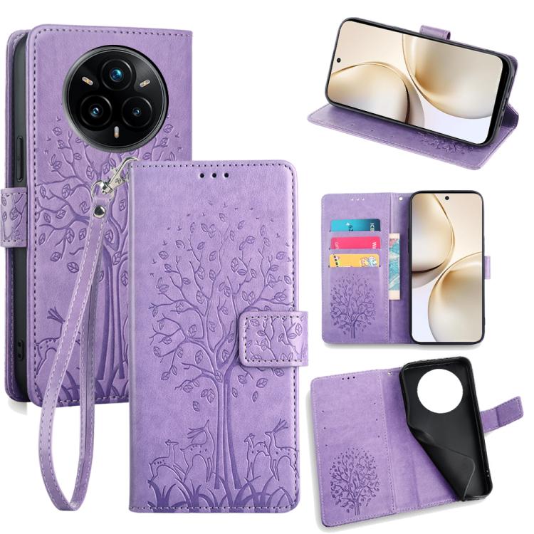 Tree & Deer Embossed Leather Phone Case, For Realme 14 Pro+ 5G, For Realme 14 Pro 5G Global, For Realme C75 4G / 14x 5G Global, For Realme C53 4G / Narzo N53 4G, For Realme Q3S
