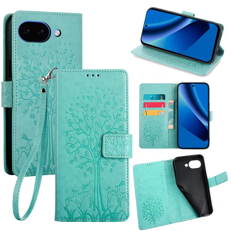 Tree & Deer Embossed Leather Phone Case, For Google Pixel 10a, For Google Pixel 7 Pro