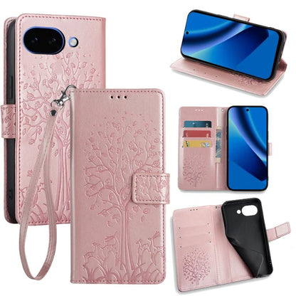 Tree & Deer Embossed Leather Phone Case, For Google Pixel 10a, For Google Pixel 7 Pro