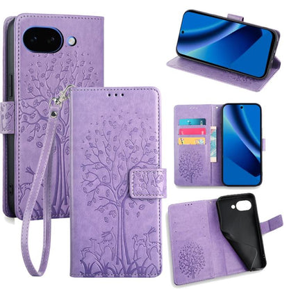 Tree & Deer Embossed Leather Phone Case, For Google Pixel 10a, For Google Pixel 7 Pro