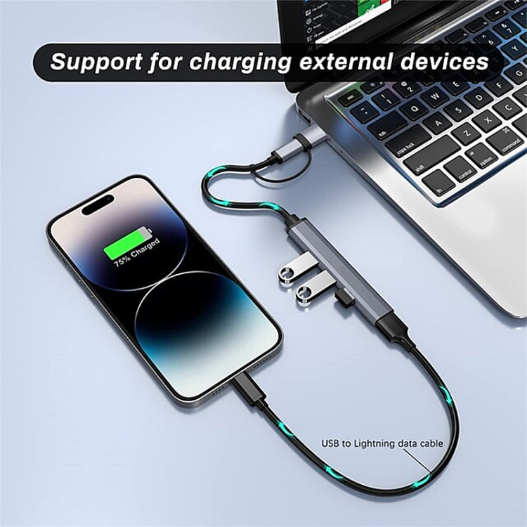 809-A 6 in 1 USB+Type-C to USB Multifunctional Docking Station HUB Adapter, 809-A