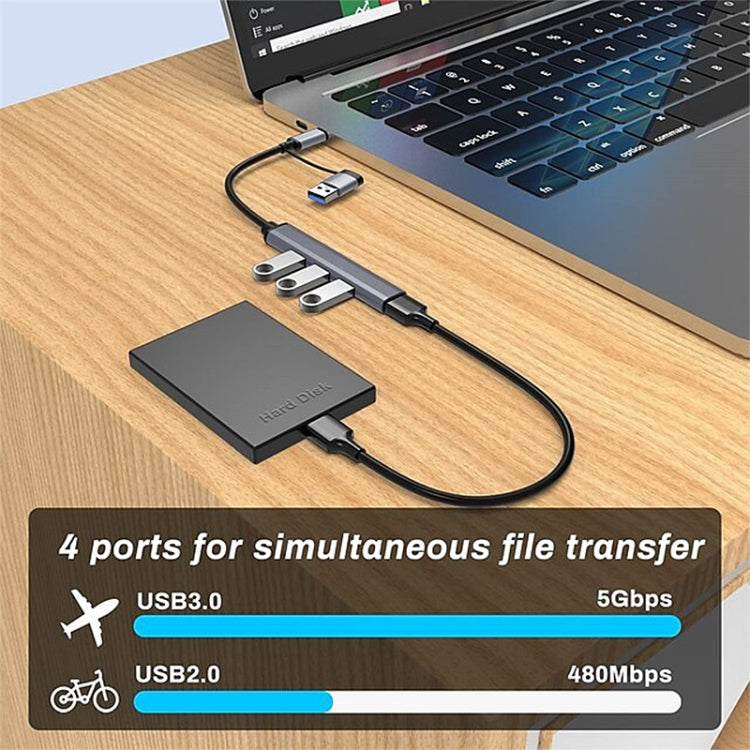 809-A 6 in 1 USB+Type-C to USB Multifunctional Docking Station HUB Adapter, 809-A
